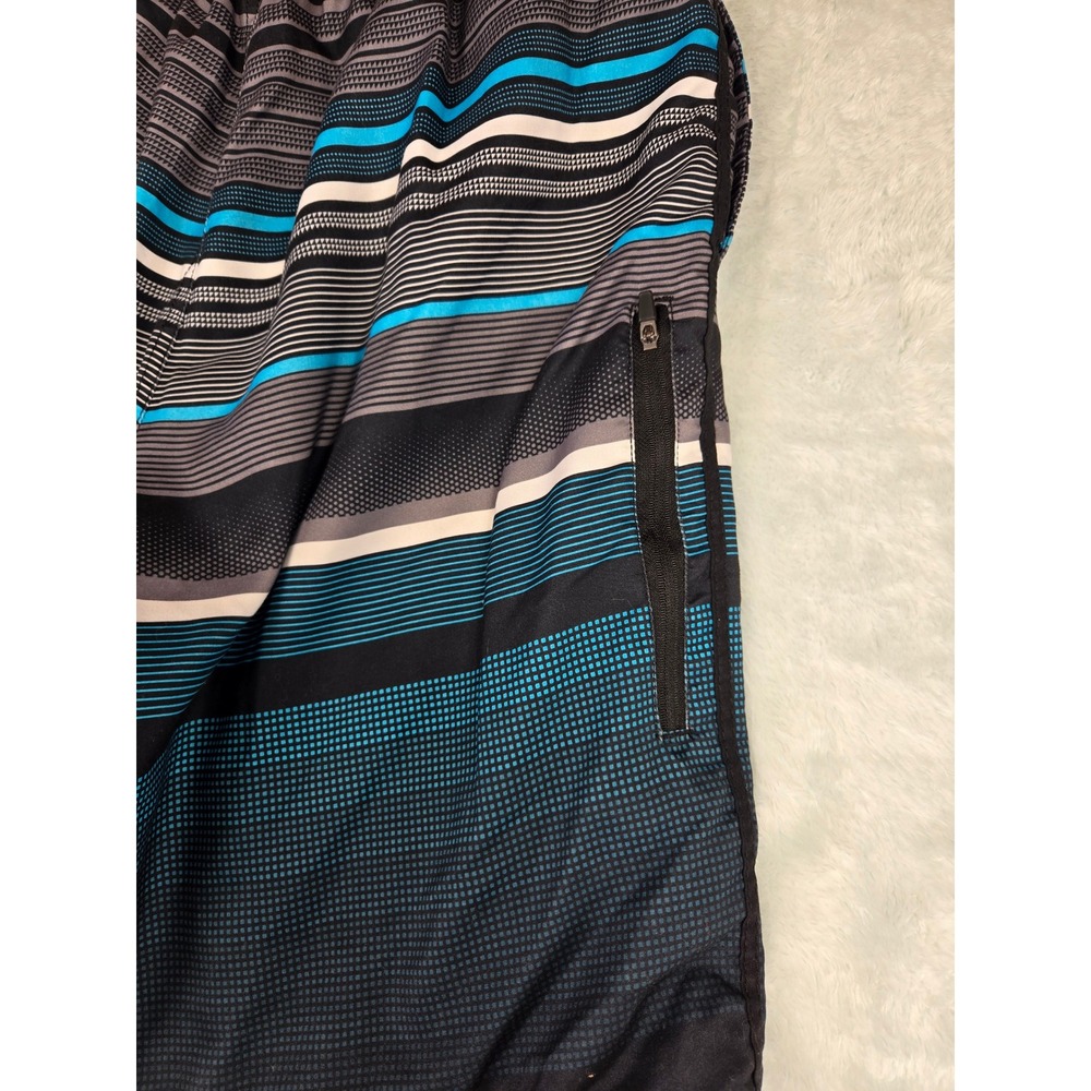 Ocean Pacific Mens Board Shorts Size M 32-34 Black Blue Striped Swim Trunks OP - Picture 11 of 12
